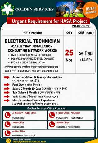 Riyadh, Jobs, Electrician