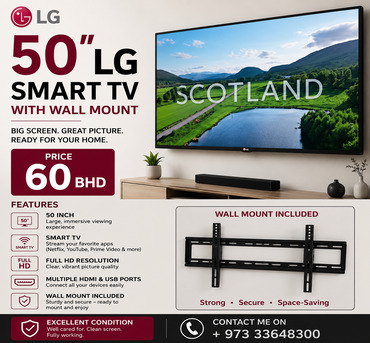 Galali, Appliances, BHD 60,  LG 50" Smart TV + Wall Mount | Excellent Condition | Only 60 BHD