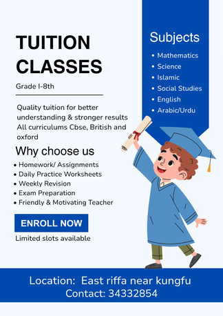 East Riffa, Lessons Offered, Tution Available
