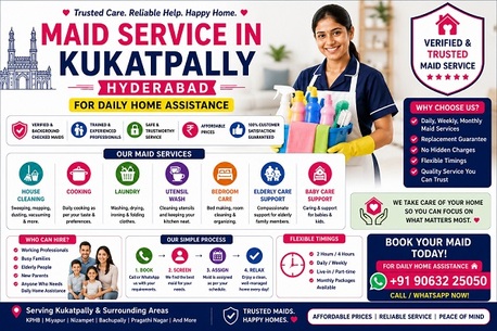 Hyderabad, Business, Maid Service In Kukatpally Hyderabad For Daily Home Assistance