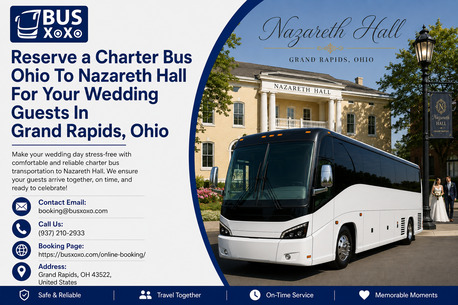 New York, Travel, Reserve A Charter Bus Ohio To Nazareth Hall For Your Wedding Guests In Grand Rapids, Ohio