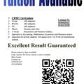 🌟 TUITION AVAILABLE – ALL CLASSES 🌟 CBSE • Cambridge • Local Boards  📚 Subjects & Level