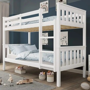 London, Furniture, GBP 199,  Solid Wood Detachable Bunk Bed - Stacked Shared Room Setup