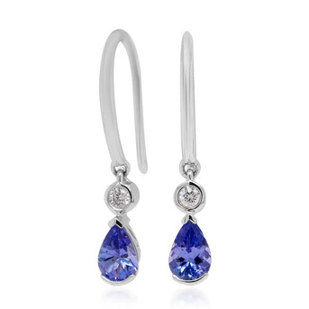 New York, Jewelry, USD 452,  For Sale: Classic Tanzanite Diamond Earrings In 14K White Gold
