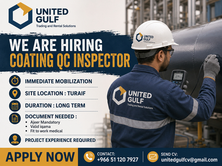 Jubail, Jobs, WE NEED ARE HIRING COATING QC INSPECTOR