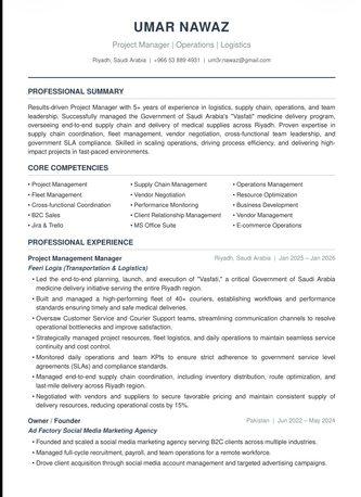 Riyadh, Job Seekers, Experienced Project Manager | Logistics & Operations Leadership