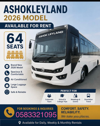 Jubail, Job Seekers, ✅ONLY FOR RENT ✅ A 2026 Model Ashok Leyland Bus
