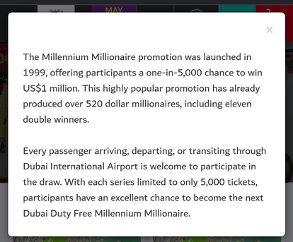 Jubail, Tickets, SAR 50,  Dubai Dtyfree Millionaire Ticket To Win Near 40 Lacks Inr