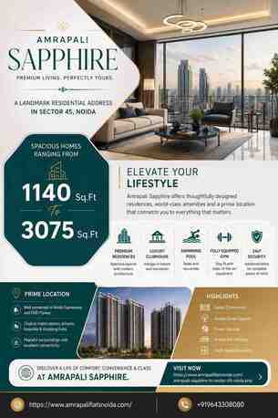 Noida, Real Estate, What Is The Starting Price For 2 BHK, 3 BHK, And 4 BHK Flats At Amrapali Sapphire, Sector