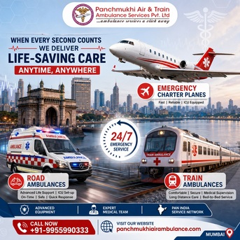 Mumbai, Health, Panchmukhi Affordable Air Ambulance In Mumbai- Emergency Medical Transport Arranged At Low