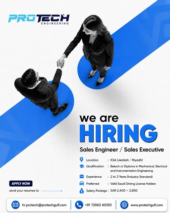 Riyadh, Jobs, Sales Engineer/ Sales Executive - Jeddah / Riyadh