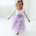 USD 91,  Lavender Flower Girl Dress, Long Sleeve Boho Beach Wedding Dress For Girls