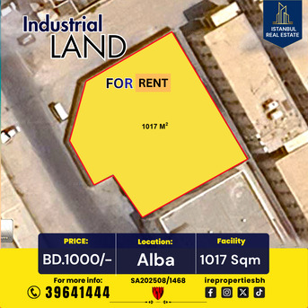 Asker, Industrial Land, BHD 1000,  1017 Sq. Meter,  Industrial Land For Rent In Alba Al-Hassy Area . BD.1000/-