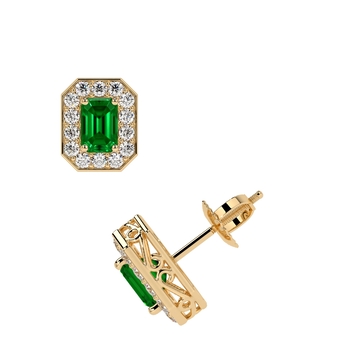 New York, Jewelry, USD 5,  Natural Emerald Emerald And Diamond Earrings With Round Diamonds