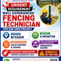 🚨 URGENT REQUIREMENT – FENCING TECHNICIAN 🚨