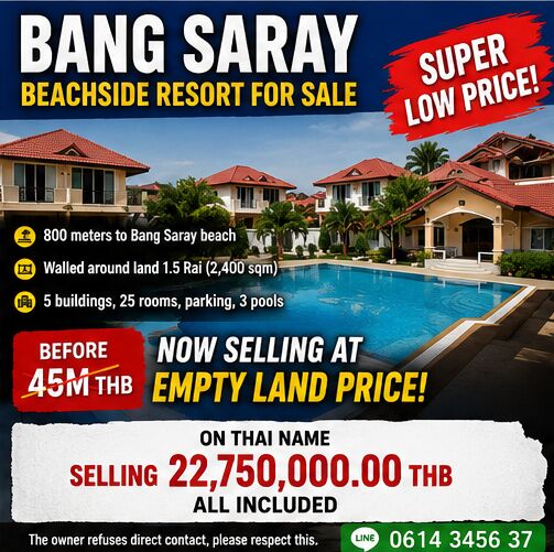 Bangkok, Commercial Villas, THB 25750000,  Spectacular Discounted Turnkey Resort Sale Bang Saray Beach