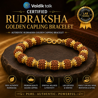 Mumbai, Jewelry, INR 549,  Certified Rudraksha Golden Capling Bracelet | Authentic Rudraksha Golden Capping Bracelet