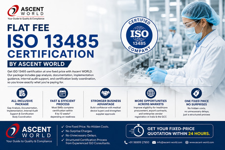 Mumbai, Business, Flat Fee ISO 13485 Certification By Ascent WORLD