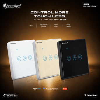 Doha, Electronics, QAR 90,  Secuview Three Gang Brushed Panel Smart Switch With Plastic Border.