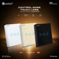 QAR 90, Secuview Three Gang Brushed Panel Smart Switch With Plastic Border.