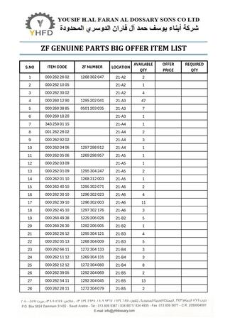 Dammam, Auto Parts, ZF GENUINE PARTS BIG OFFER