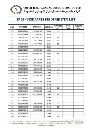 Dammam, Auto Parts, ZF GENUINE PARTS BIG OFFER