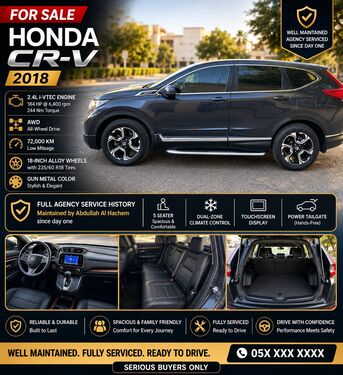 Riyadh, Vehicles, Cars & Trucks , SAR 75000,  Honda CR-V,  2018,  Automatic,  72000 KM,