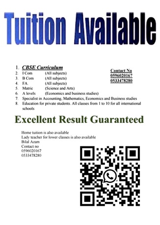 Jeddah, Lessons Offered, 🌟 TUITION AVAILABLE – ALL CLASSES 🌟 CBSE • Cambridge • Local Boards  📚 Subjects & Level