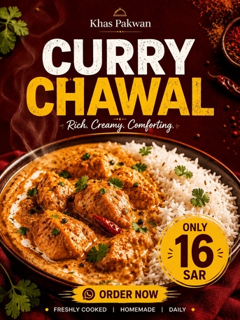 Khobar, Food, SAR 16,  Homemade Food - Curry Chawal - Available