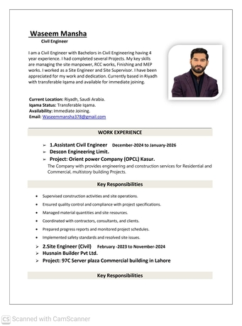 Riyadh, Job Seekers, Site Civil Engineer | Site Supervisor | Transferable Iqama | Valid Saudi Driving License
