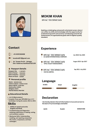 Doha, Job Seekers, Hvac Chiller Tech