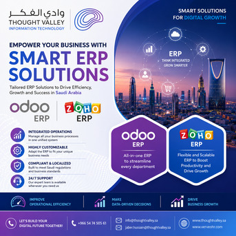Riyadh, ERP, Transform Your Business With Odoo & Zoho ERP Solutions | Thought Valley IT