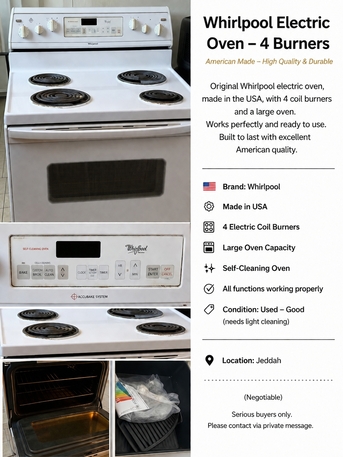 Riyadh, Appliances, SAR 1000,  Whirlpool Electric Stove/Oven For Sale &ndash; Made In USA