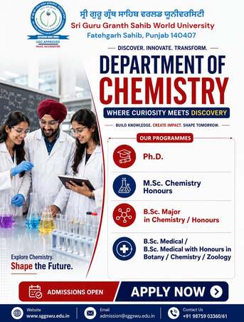 Punjab, Lessons Offered, Msc Honours Chemistry In Punjab - Sggswu Fatehgarh Sahib