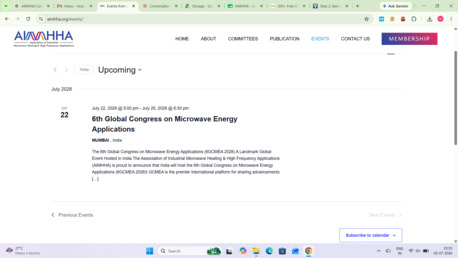 Visakhapatnam, Business, AIMHHA &ndash; Association Of Industrial Microwave Heating & High-Frequency Applications