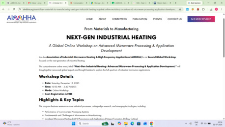 Visakhapatnam, Business, AIMHHA &ndash; Association Of Industrial Microwave Heating & High-Frequency Applications