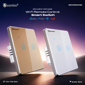 Doha, Electronics, QAR 125,  Secuview Two Gang Wi-Fi Remote Control Smart Switch With Metal Border