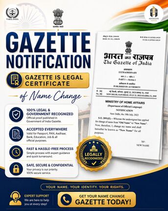 New Delhi, Legal, Official Gazette Name Change Online | Vakil India Help