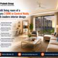 Sunlit Living Room Of A Luxury 3 BHK Apartment In Central Noida With Modern Interior Desig