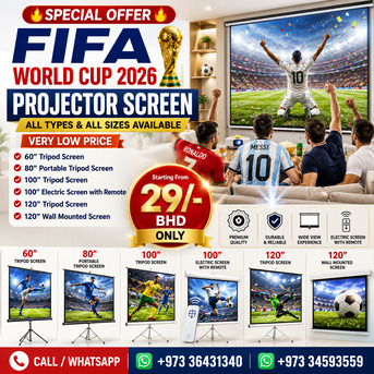 Isa Town, Computers, BHD 29,  New Projector Screen Box Pack All Size All Type With Tripod Stand & Electrical With Remote