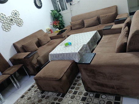 Jeddah, Furniture, SAR 350,  Clean Sofa Set Of 3+2+2+Square Seat With Onle Large & One Small Table For Sale