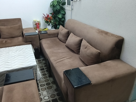 Jeddah, Furniture, SAR 350,  Clean Sofa Set Of 3+2+2+Square Seat With Onle Large & One Small Table For Sale