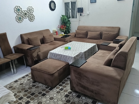 Jeddah, Furniture, SAR 350,  Clean Sofa Set Of 3+2+2+Square Seat With Onle Large & One Small Table For Sale