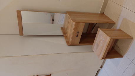 Khobar, Furniture, SAR 650,  Queen Size Bedroom Set HOMEBOX (08 Months Used) And IKEA Cupboard, Wall Mirror
