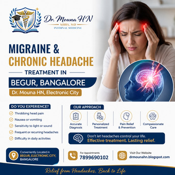 Bangalore, Health, Migraine & Chronic Headache Treatment In Begur, Bangalore-Dr. Mouna HN