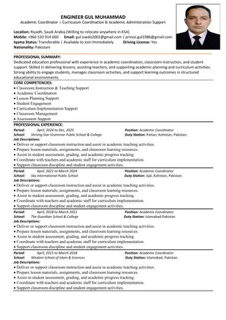 Riyadh, Job Seekers, Academic Coordinator