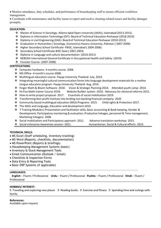 Riyadh, Job Seekers, Housekeeping Supervisor