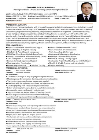 Riyadh, Job Seekers, Planning Coordinator