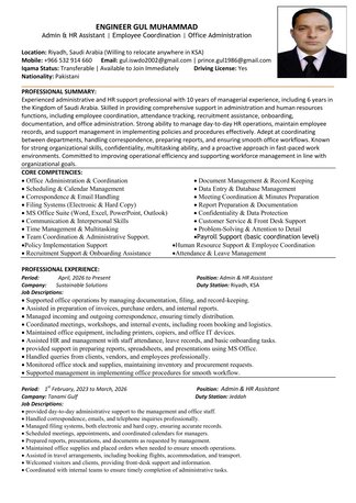 Riyadh, Job Seekers, Admin & HR Assistant
