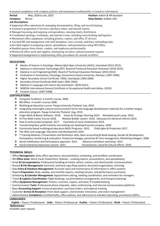 Riyadh, Job Seekers, Admin & HR Assistant